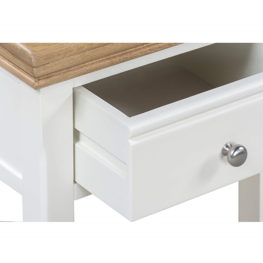 Charleston Pair of Two Tone Bedside Table in Solid Oak and Painted Cream 