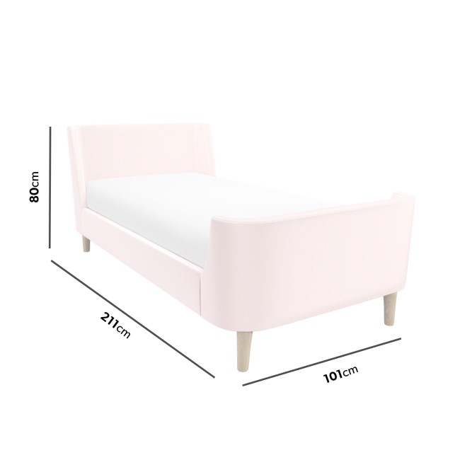 Pink Velvet Single Sleigh Bed Frame - Charlotte