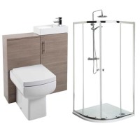 Micro Medium Oak Furniture Suite with 800mm Shower Enclosure Tray and Waste