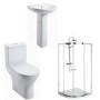 Cedar Toilet and Basin Suite with 800mm Shower Enclosure Tray and Waste
