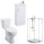 Essence Toilet and Furniture Basin Suite with 800mm Shower Enclosure Tray and Waste