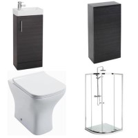 Black Ash Micro Furniture Suite with 800mm Shower Enclosure Tray and Waste
