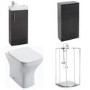 Black Ash Micro Furniture Suite with 800mm Shower Enclosure Tray and Waste