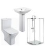 Lavender Toilet and Basin Suite with 900mm Shower Enclosure Tray and Waste