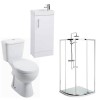 Essence Toilet and Basin Suite with 900mm Shower Enclosure Tray and Waste