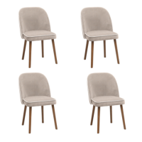 Set of 4 Beige Upholstered Dining Chairs - Claudia Set of 4 Beige Upholstered Dining Chairs - Claudia