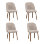 Set of 4 Taupe Chenille Dining Chairs with Contrast Piped Detail - Claudia