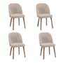 Set of 4 Beige Upholstered Dining Chairs - Claudia