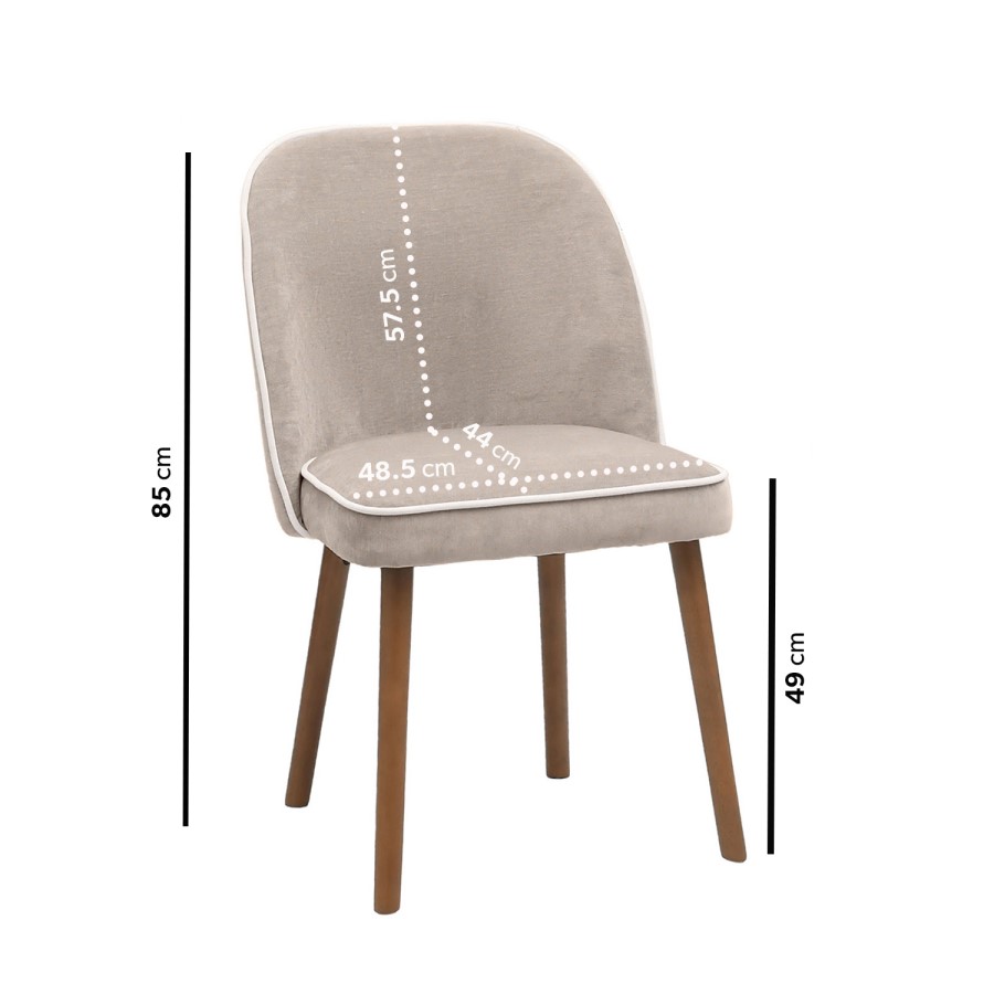 Set of 4 Beige Upholstered Dining Chairs - Claudia