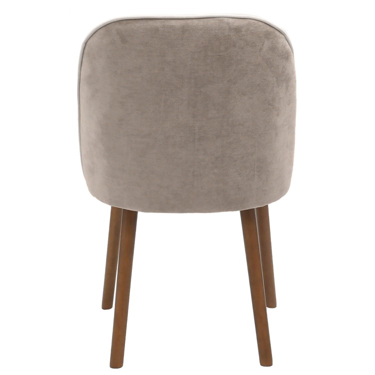 Set of 2 Taupe Chenille Dining Chairs with Contrast Piped Detail - Claudia