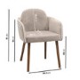 Set of 4 Taupe Chenille Carver Dining Chairs with Contrast Piped Detail - Claudia