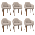 BUN/CLA002/93871 Set of 6 Beige Upholstered Carver Dining Chairs - Claudia