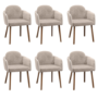 Set of 6 Taupe Chenille Carver Dining Chairs with Contrast Piped Detail - Claudia