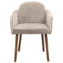 Neutral Ceramic Round Walnut Dining Table Set with 4 Taupe Upholstered Chairs - Seats 4 - Malia