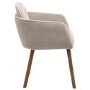 Neutral Ceramic Round Walnut Dining Table Set with 4 Taupe Upholstered Chairs - Seats 4 - Malia