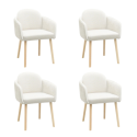 BUN/CLA003/93872 Set of 4 Beige Boucle Carver Dining Chairs - Claudia