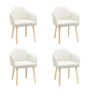 Set of 4 Beige Boucle Carver Dining Chairs with Contrast Piped Detail - Claudia