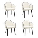 BUN/CLA004/93874 Set of 4 Cream Upholstered Carver Dining Chairs - Claudia