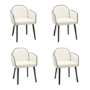 Set of 4 Cream Chenille Carver Dining Chairs with Contrast Piped Detail - Claudia