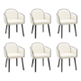 Set of 6 Cream Chenille Carver Dining Chairs with Contrast Piped Detail - Claudia