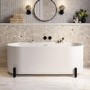 Matt White Freestanding Double Ended Bath with Ledge and Black Feet 1700 x 765mm - Clara