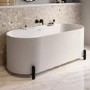 Matt White Freestanding Double Ended Bath with Ledge and Black Feet 1700 x 765mm - Clara