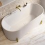 Matt White Freestanding Double Ended Bath with Ledge and Brass Feet 1700 x 765mm - Clara