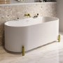 Matt White Freestanding Double Ended Bath with Ledge and Brass Feet 1700 x 765mm - Clara