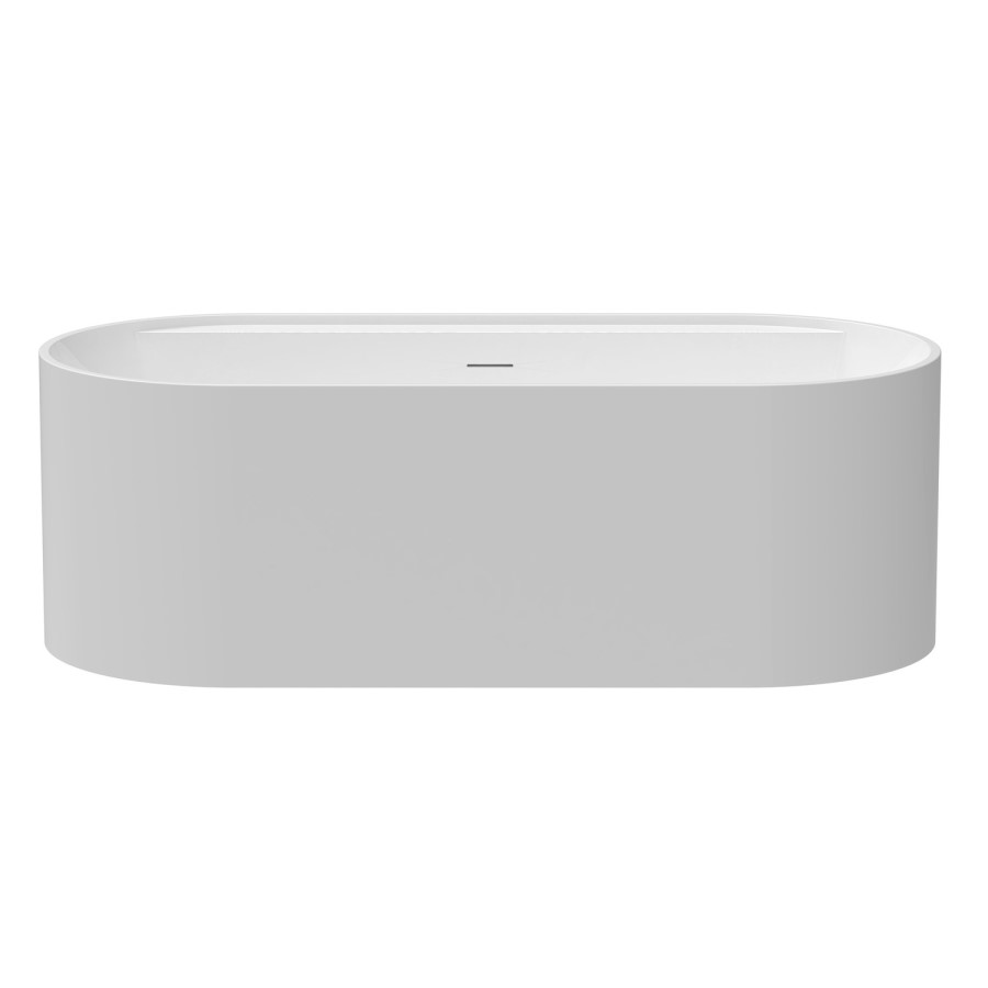 Matt White Freestanding Double Ended Bath with Ledge and Brass Feet 1700 x 765mm - Clara