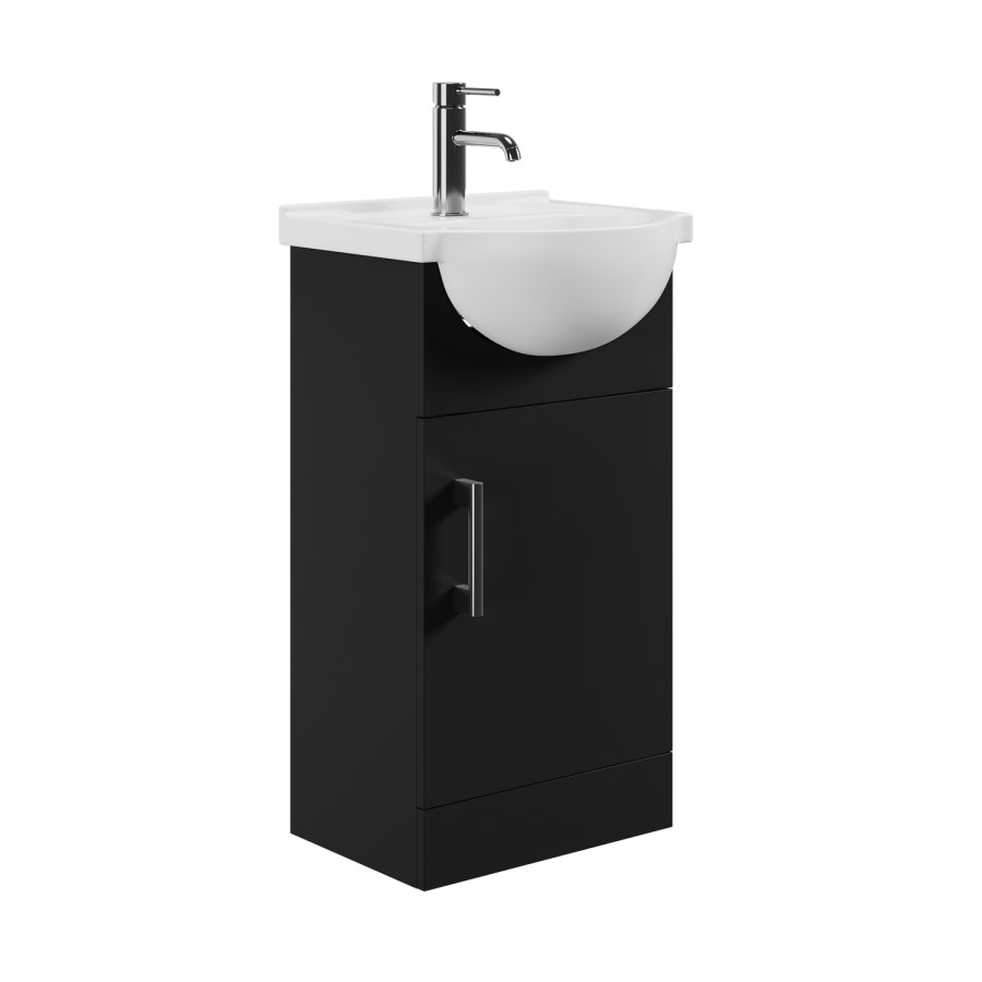 455mm Black Freestanding Cloakroom Vanity Unit with Basin - Classic
