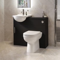 950mm Black Toilet and Sink Unit with Round Toilet - Classic