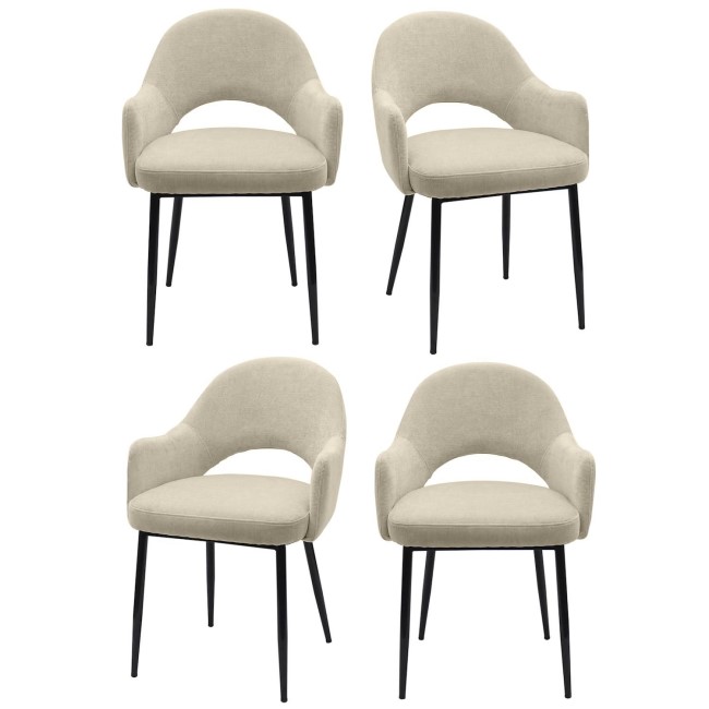 Set of 4 Beige Fabric Dining Chairs - Colbie