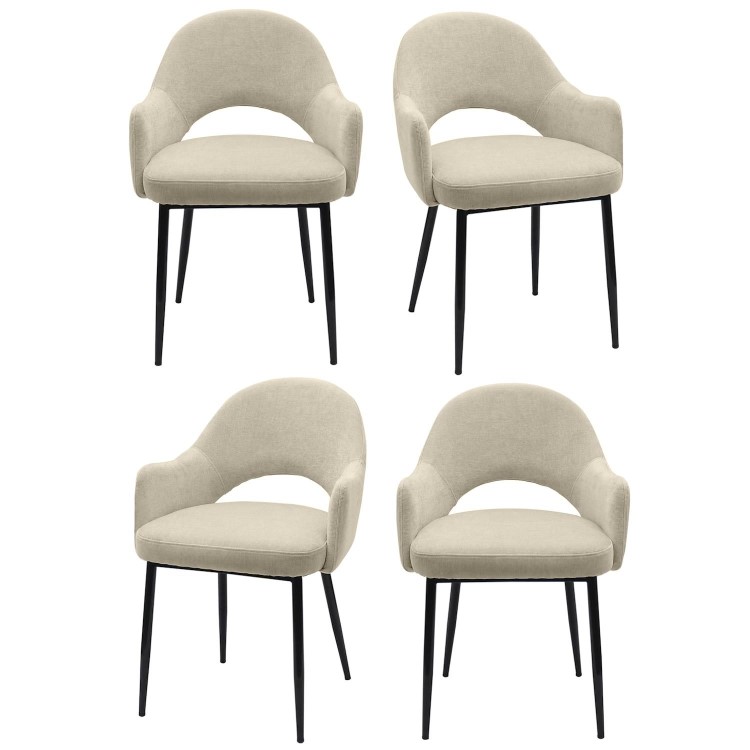 Set of 4 Beige Upholstered Dining Chairs - Colbie