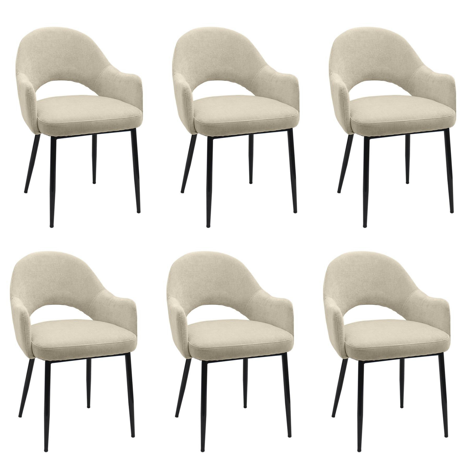 Colbie Beige Set Of 6 Upholstered Dining Chairs