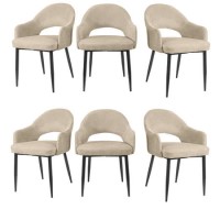 Set of 6 Sand Chenille Dining Chairs - Colbie