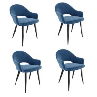 Set of 4 Blue Fabric Dining Chairs - Colbie