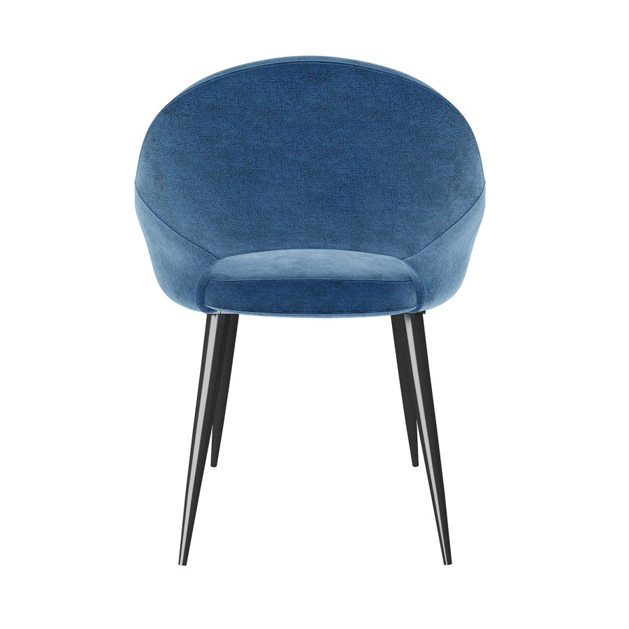 Set of 4 Blue Fabric Dining Chairs - Colbie