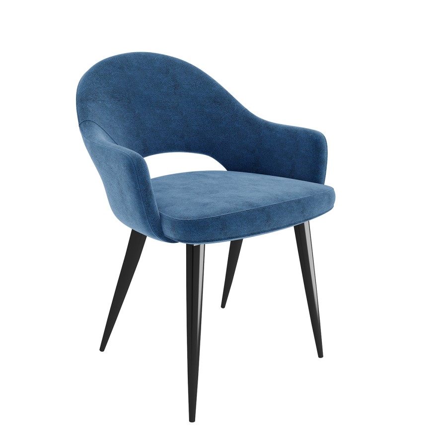 Set of 4 Blue Fabric Dining Chairs - Colbie