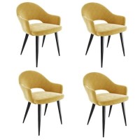 Set of 4 Mustard Yellow Fabric Dining Chairs - Colbie
