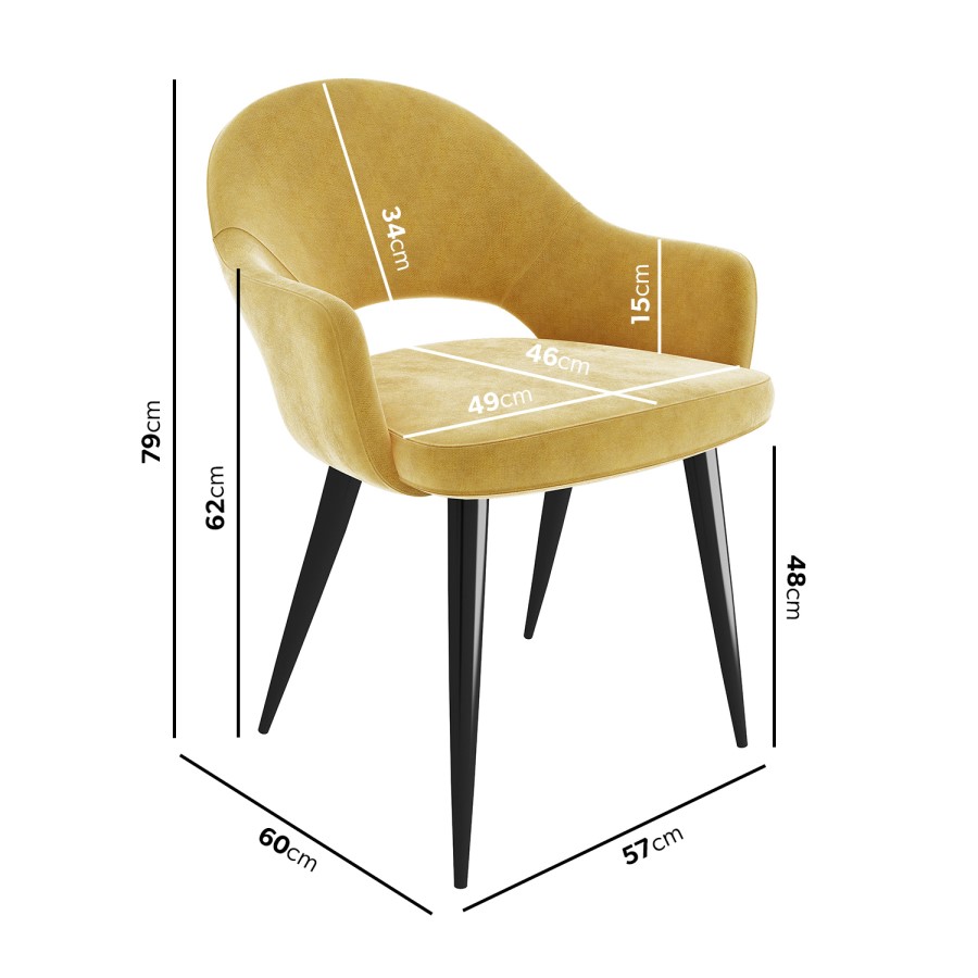 Set of 4 Mustard Yellow Fabric Dining Chairs - Colbie