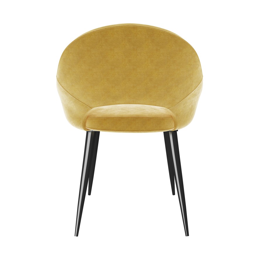 Set of 4 Mustard Yellow Fabric Dining Chairs - Colbie