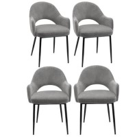 Set of 4 Grey Fabric Dining Chairs - Colbie