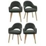 Set of 4 Green Fabric Dining Chairs with Oak Legs - Colbie