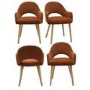 Set of 4 Burnt Orange Fabric Dining Chairs with Oak Legs - Colbie