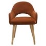Set of 2 Burnt Orange Fabric Dining Chairs with Oak Legs - Colbie