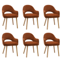 BUN/CLB020/98140 Set of 6 Burnt Orange Upholstered Dining Chairs with Oak Legs - Colbie