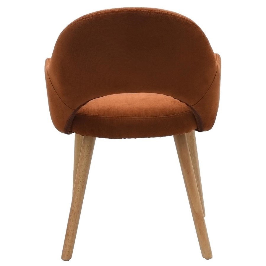Set of 6 Burnt Orange Upholstered Dining Chairs with Oak Legs - Colbie