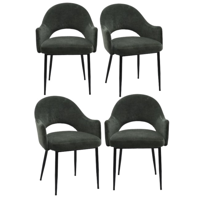 Set of 4 Green Fabric Dining Chairs - Colbie