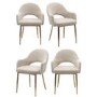 Set of 4 Beige Fabric Dining Chairs with Gold Legs - Colbie