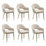 Set of 6 Beige Upholstered Dning Chairs with Gold Legs - Colbie